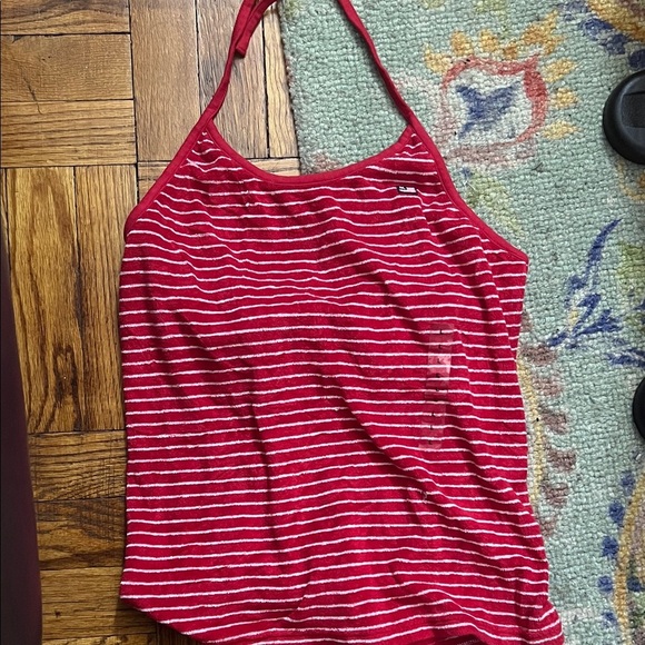 Polo Ralph Lauren Tops - NWT polo jeans Red Striped Halter Top size L